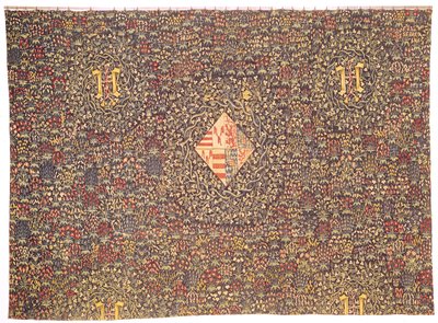 Mille fleurs mit dem Wappen von Jacqueline von Luxemburg (geb. 1439) (Wandteppich) von Flemish School